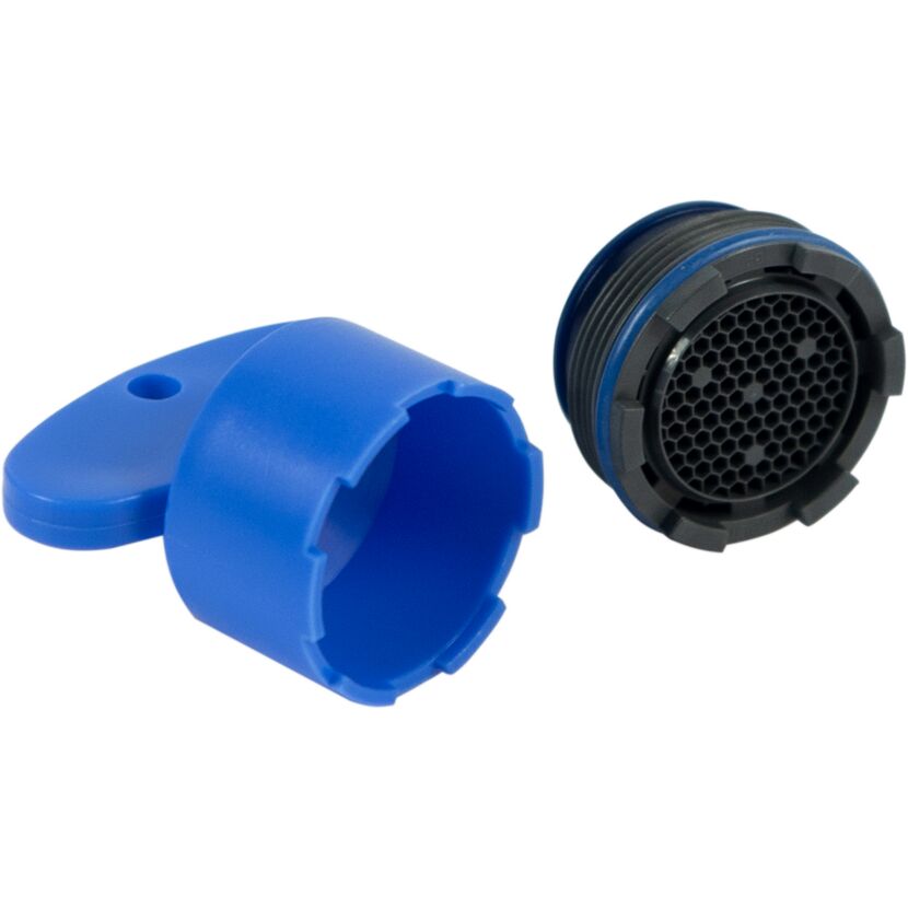 Luftsprudler mit blauem Schlüssel