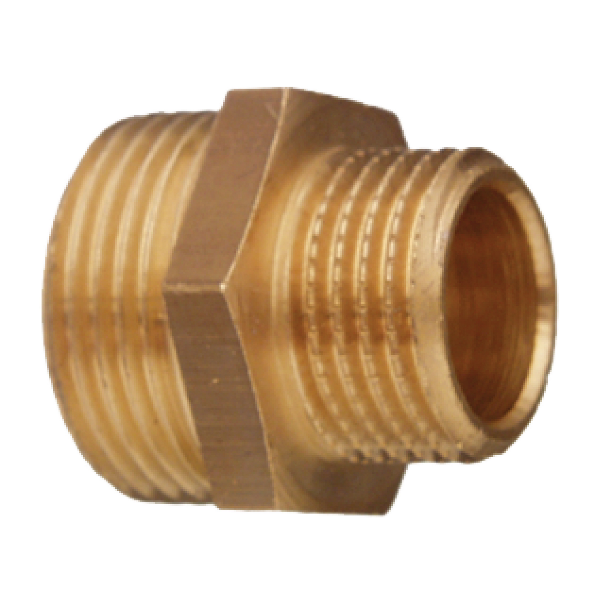 Reduziernippel Messing blank 1/2" AG x 3/8" AG