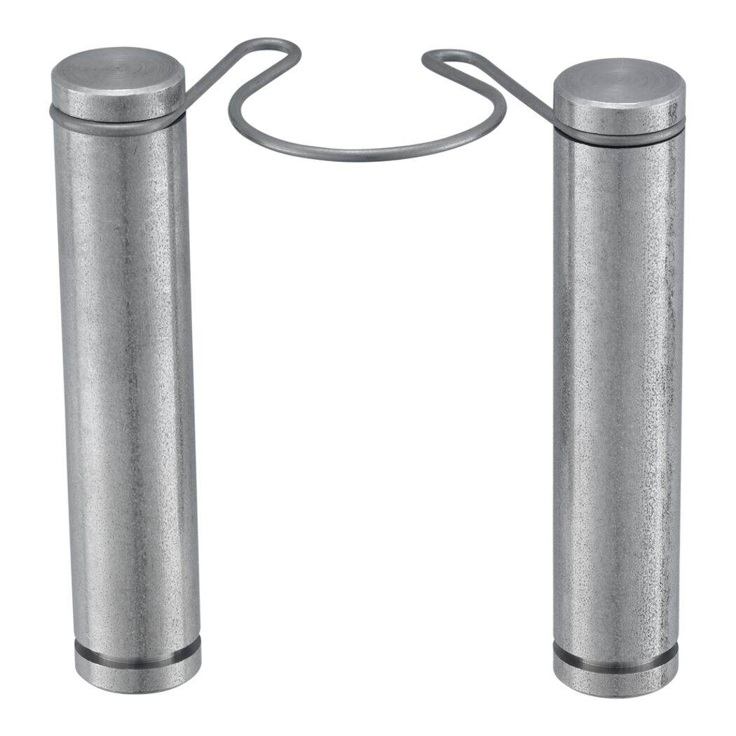 Zwei Metallzylinder mit Drahtschlaufe