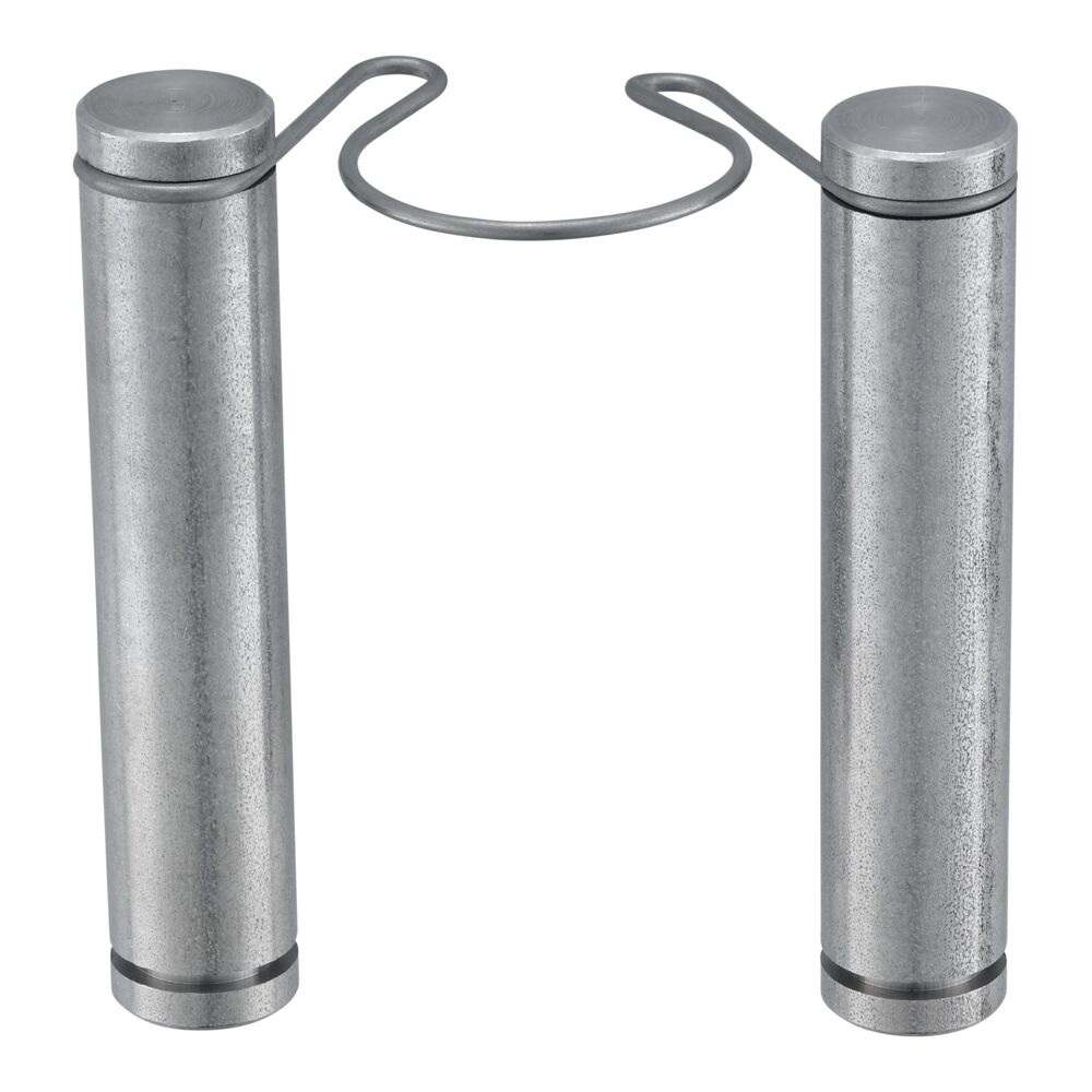 Zwei Metallzylinder mit Drahtschlaufe