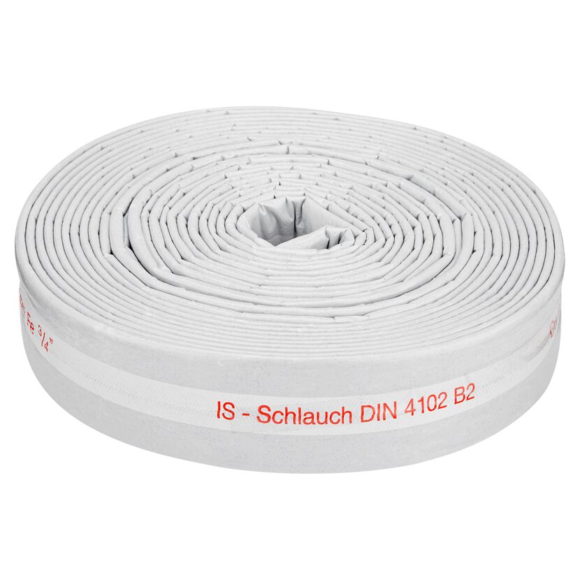 IS-Schlauch DIN 4102 B2, aufgerollt.