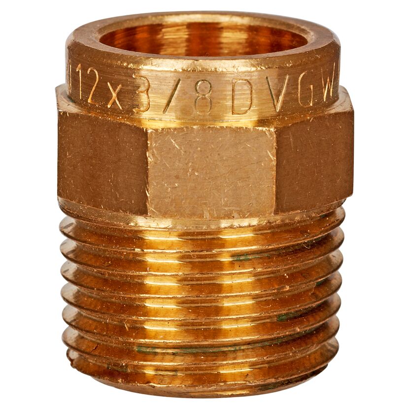 Messing Löt-Übergangsnippel 12 x 3/8 Zoll