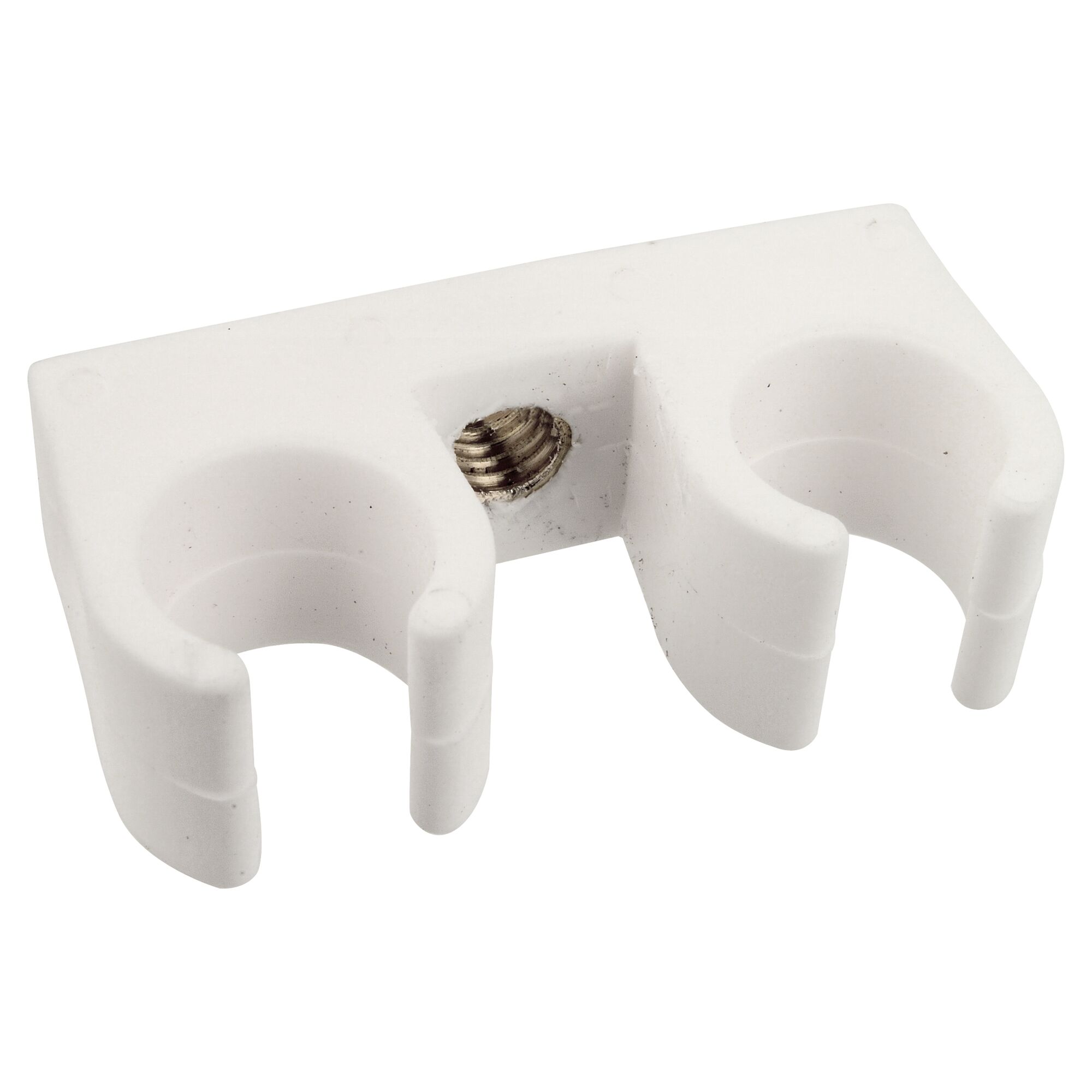 Weißer, doppelter Rohrclip mit M6-Gewinde