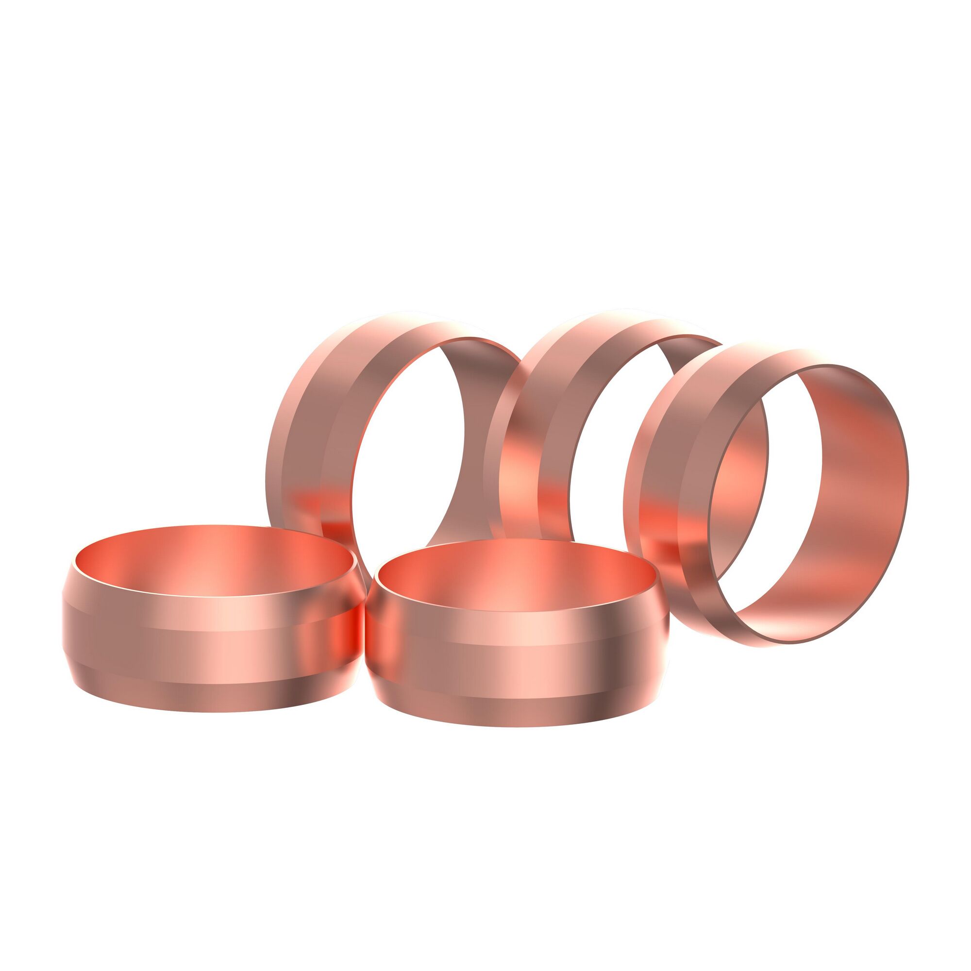 Fünf kupferfarbene Klemmringe