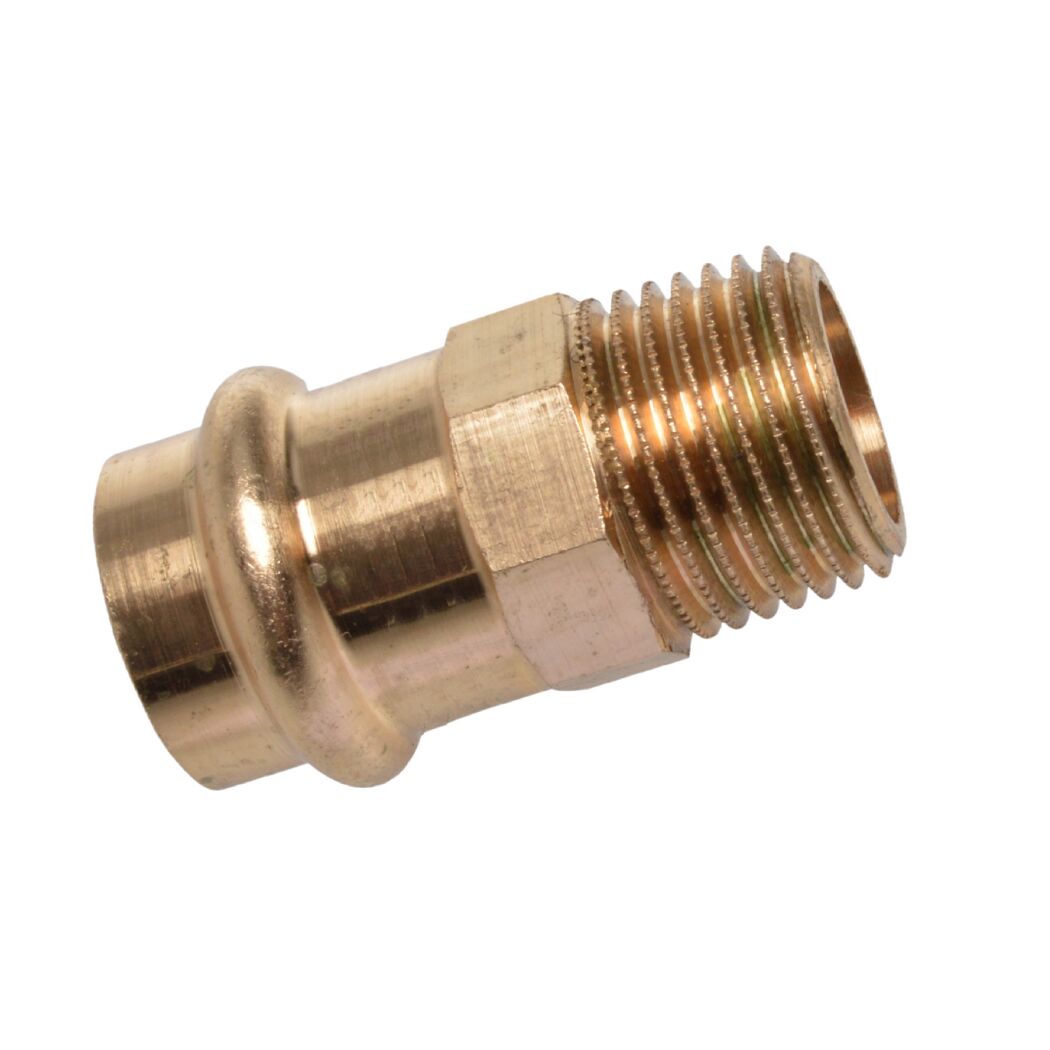 Übergangsnippel Rotguss blank Ø 22 mm x 3/4" AG, 1 Muffe