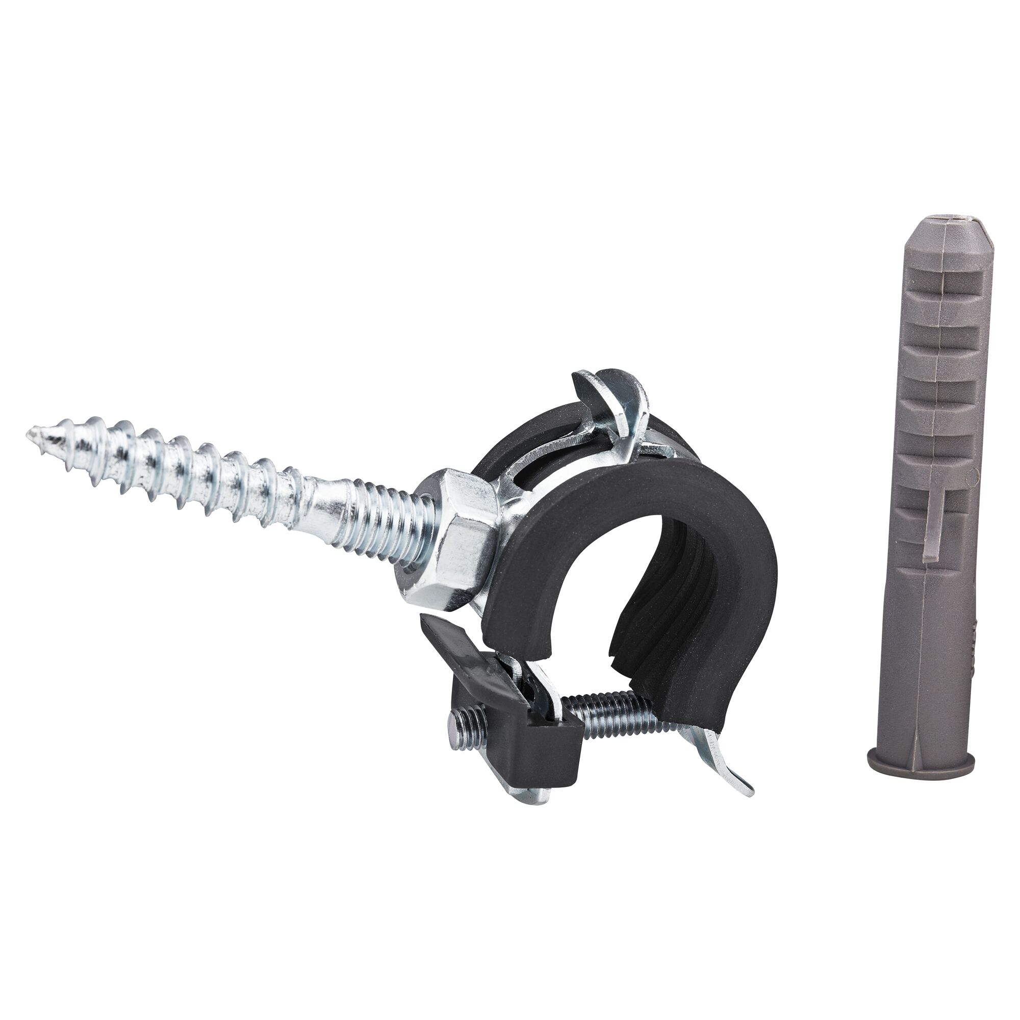 Rohrschelle mit Schraube und Dübel