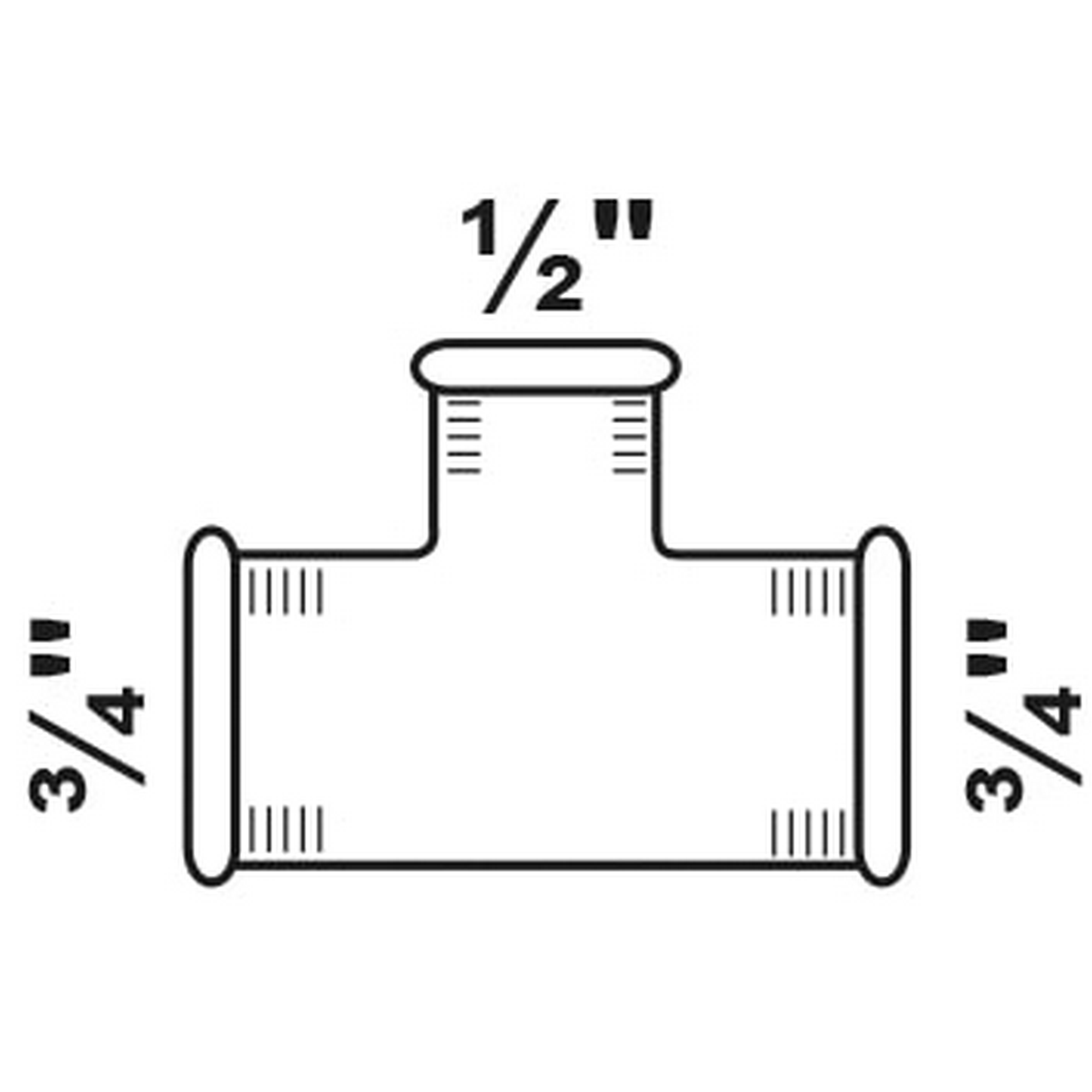 T-Stück Ø 19,05 x 12,70 mm (3/4” x 1/2”) + product picture