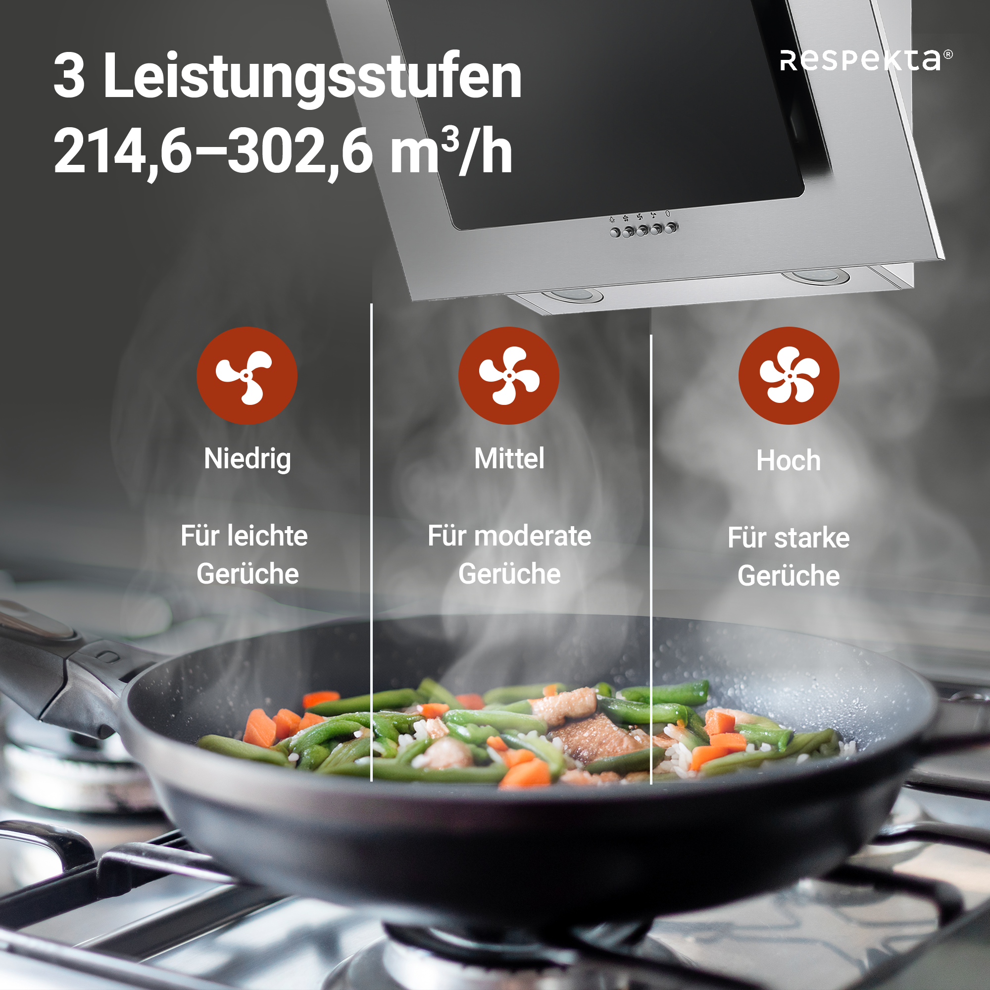 Schräghaube 'CH 2060 SBM' Edelstahl/Glas schwarz 60 cm