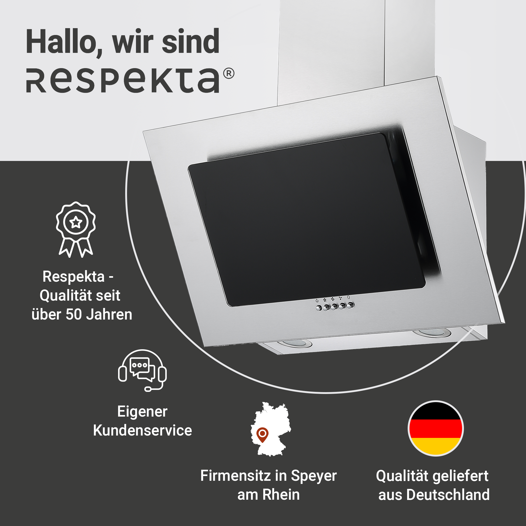 Schräghaube 'CH 2060 SBM' Edelstahl/Glas schwarz 60 cm