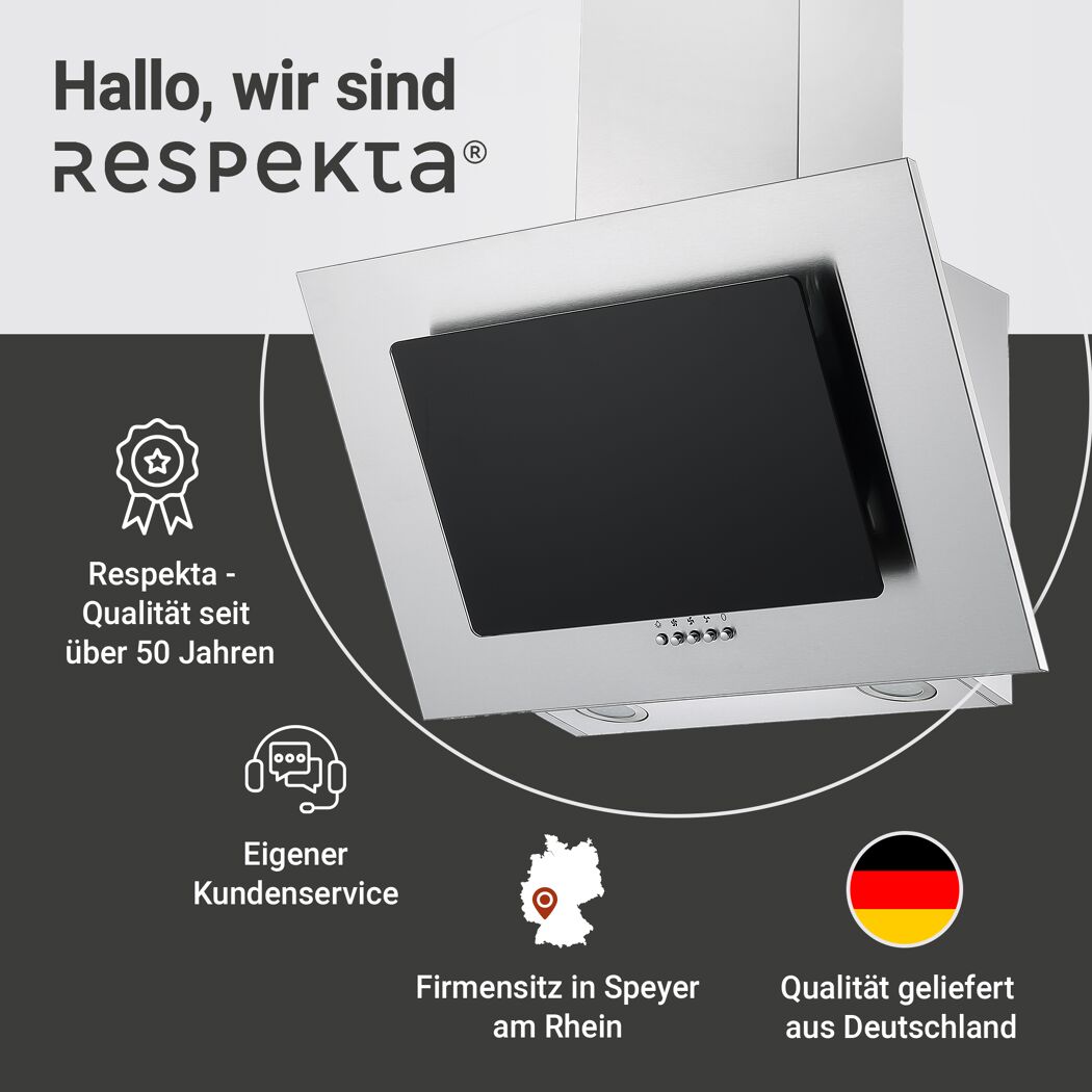 Schräghaube 'CH 2060 SBM' Edelstahl/Glas schwarz 60 cm