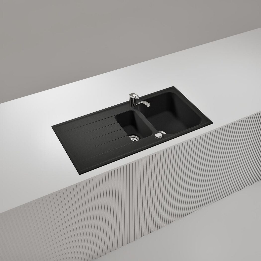 Schwarzes Doppelspülbecken Estia 150 Onyx