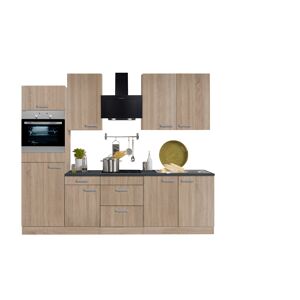 Küchenzeile mit E-Geräten 'OPTIkompakt Monza' eichefarben/anthrazit 270 cm