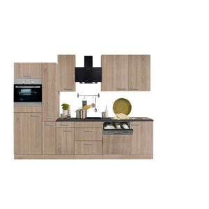 Küchenzeile mit E-Geräten 'OPTIkompakt Monza' eichefarben/anthrazit 300 cm