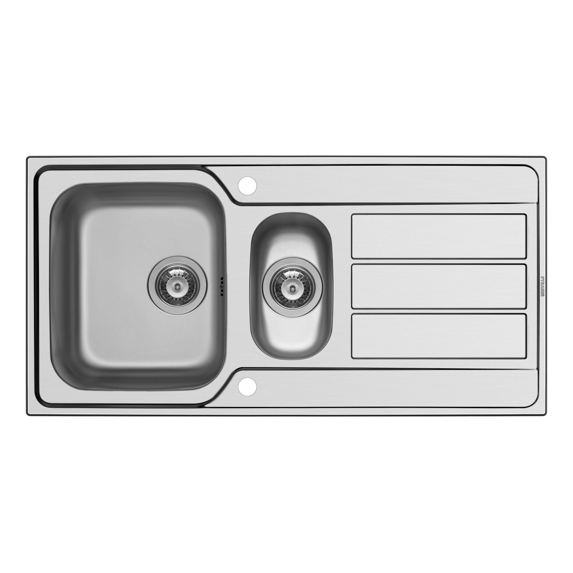 Edelstahlspüle mit zwei Becken und Abtropffläche