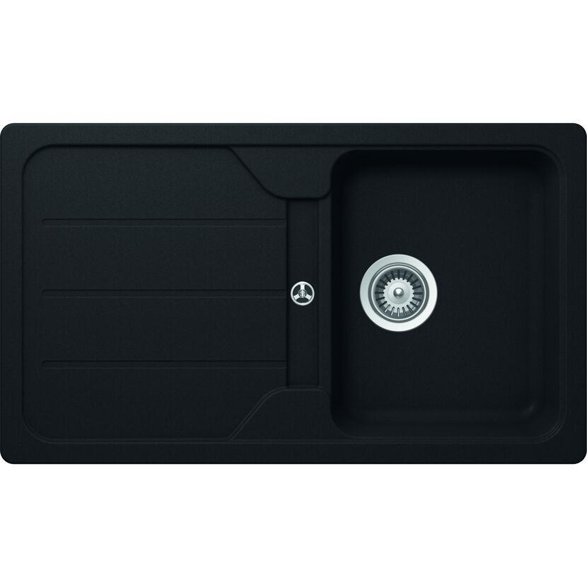 Schwarze Einbauspüle mit Abtropffläche