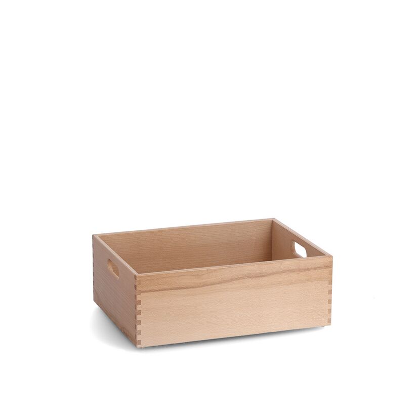Leere Holzkiste mit Griffen