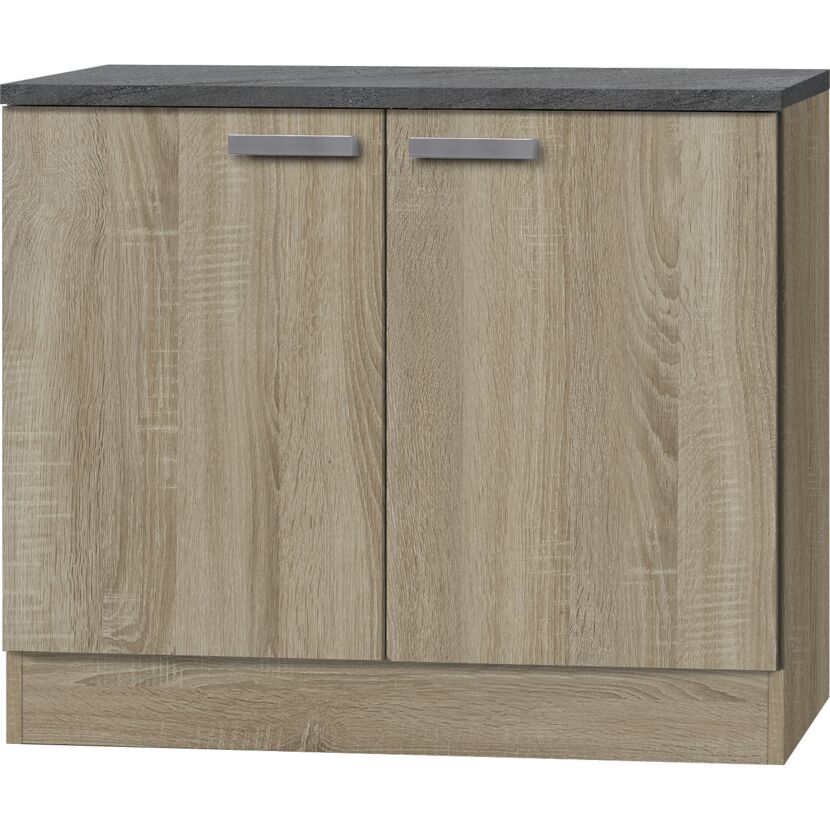 Neapel Spülenschrank 100 cm mit zwei Türen und Griffen