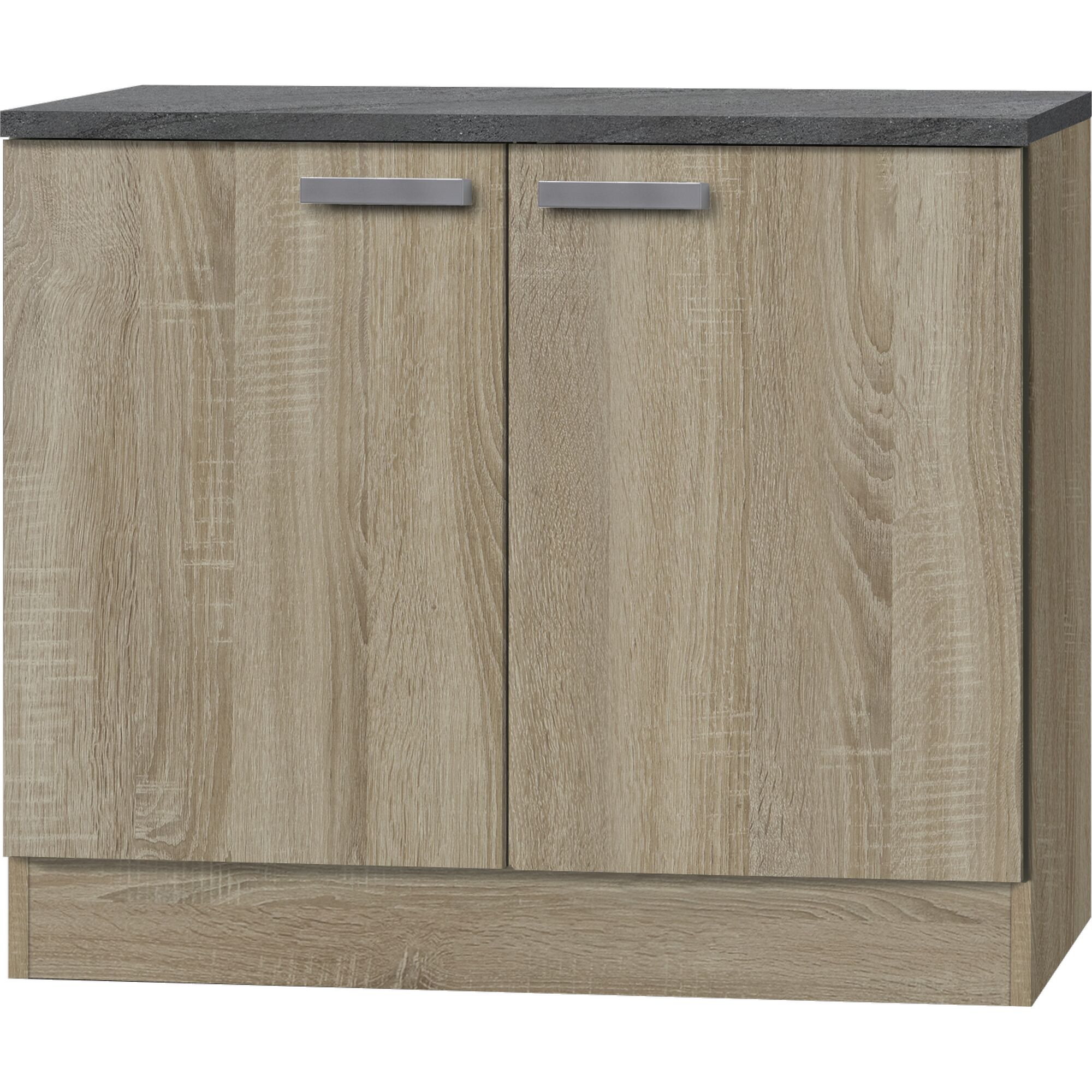 Neapel Spülenschrank 100 cm mit zwei Türen und Griffen