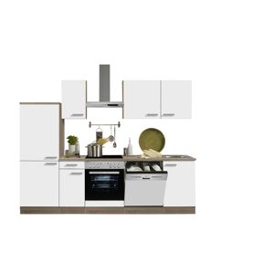 Küchenzeile mit Elektrogeräten 'Neapel' weiß/braun 270 cm