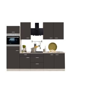 Küchenzeile mit E-Geräten 'OPTIkompakt Faro' anthrazit/akaziefarben 270 cm