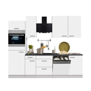 Küchenzeile mit E-Geräten 'OPTIkompakt Oslo' weiß/anthrazit 270 cm