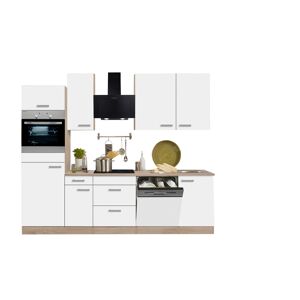 Küchenzeile mit E-Geräten 'OPTIkompakt Zamora' weiß/eichefarben 270 cm