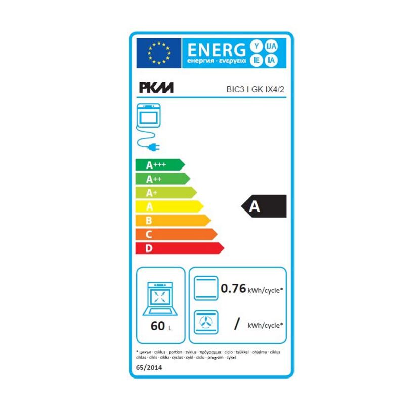 EU-Energielabel für Backofen, Klasse A