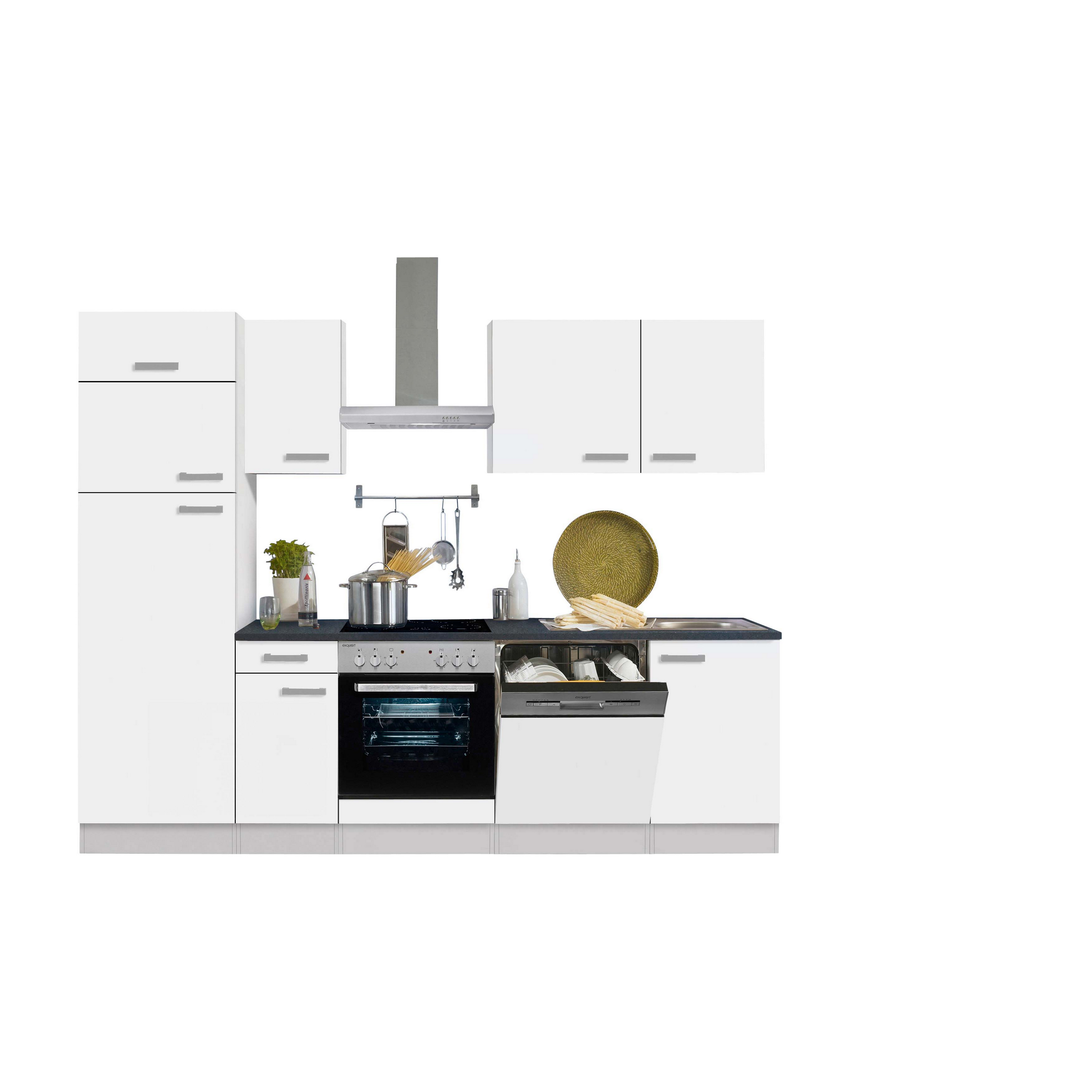 Küchenzeile mit E-Geräten 'OPTIkompakt Oslo' weiß/anthrazit 270 cm + product picture
