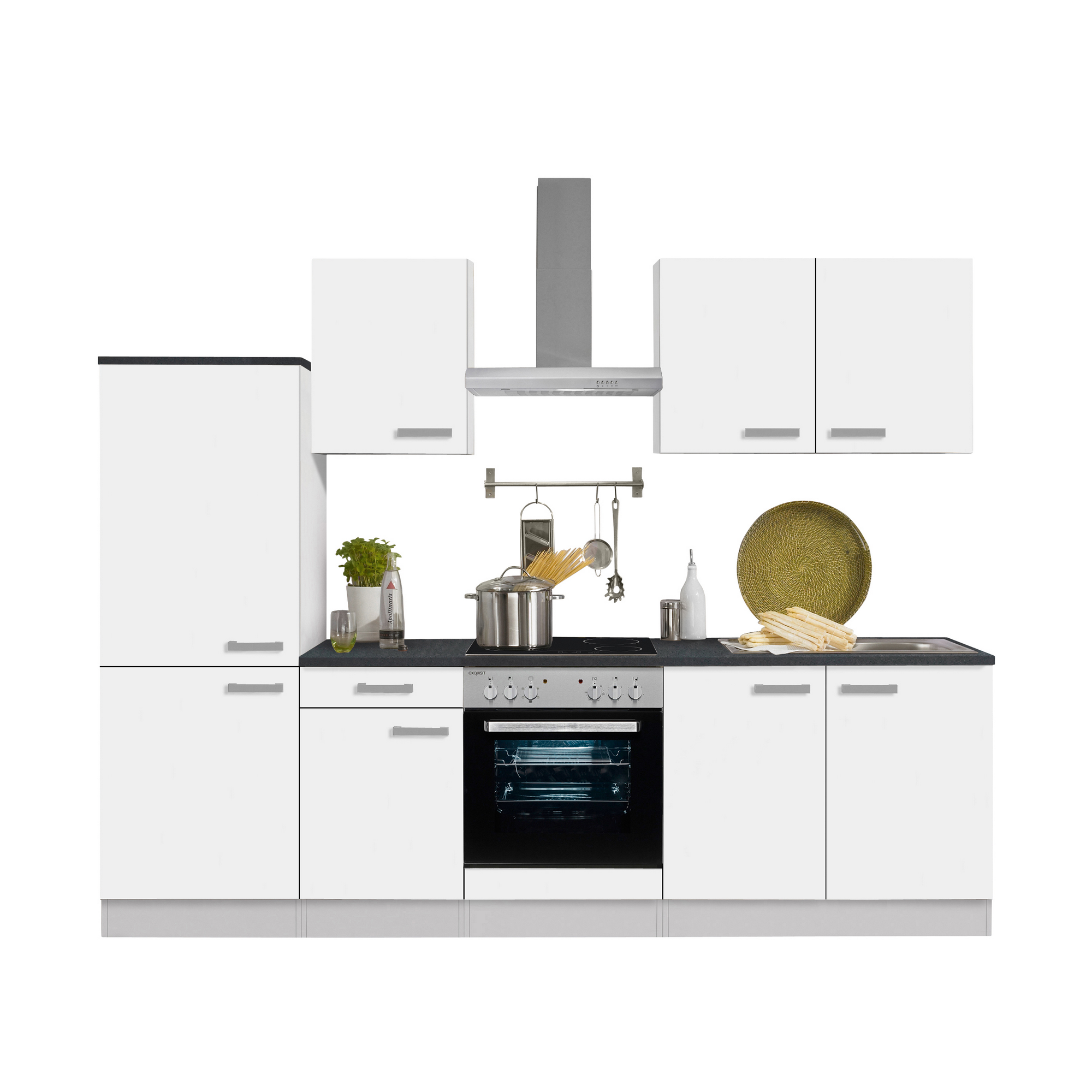 Küchenzeile mit E-Geräten 'OPTIkompakt Oslo' weiß/anthrazit 270 cm + product picture