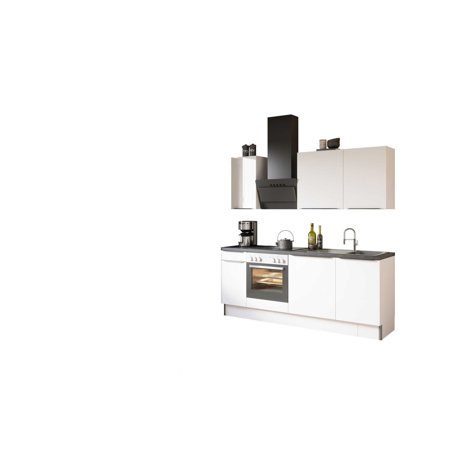 Küchenzeile mit E-Geräten 'OPTIkoncept Arvid986' weiß 210 cm + product picture