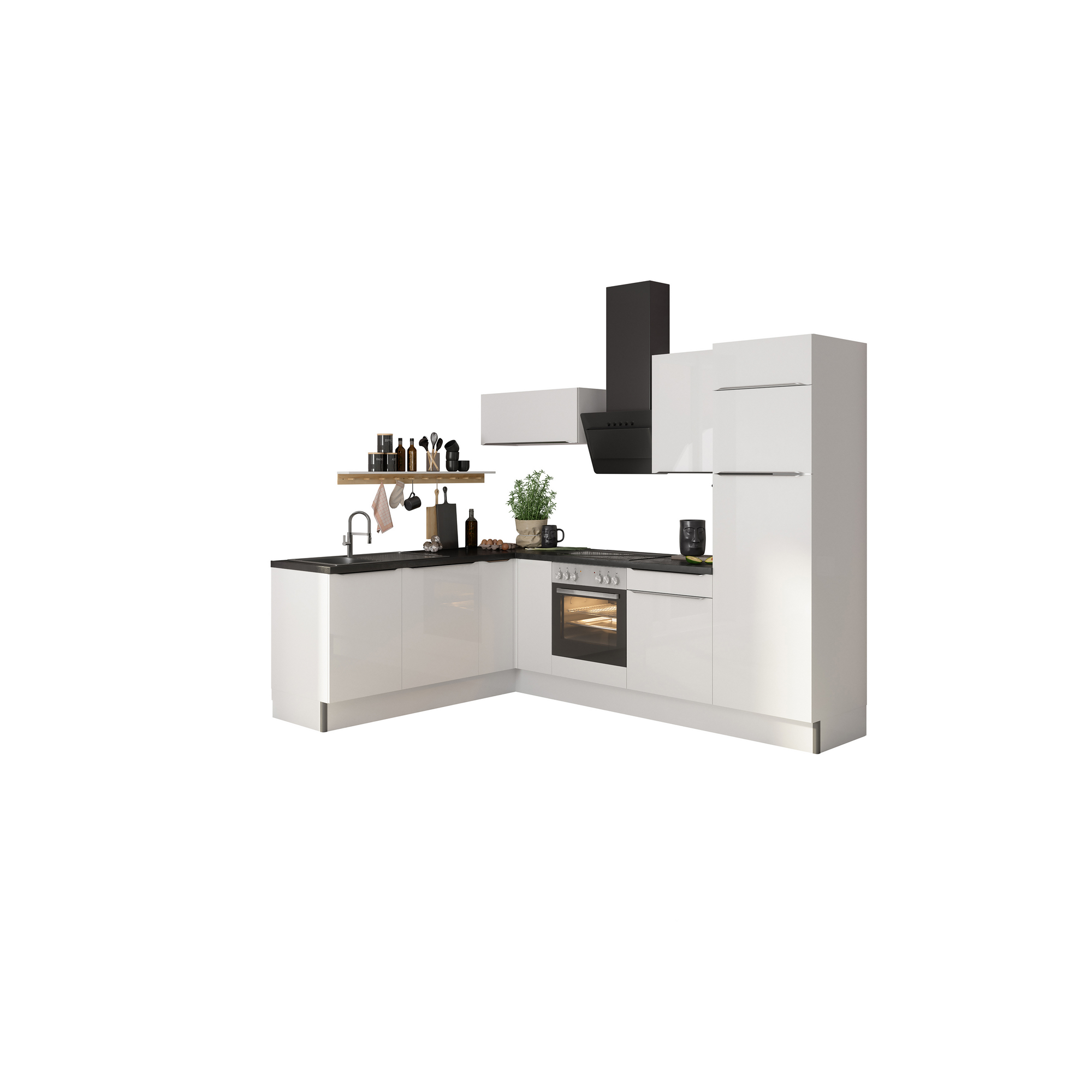 Winkelküche mit E-Geräten 'OPTIkoncept Arvid986' weiß 270 cm + product picture