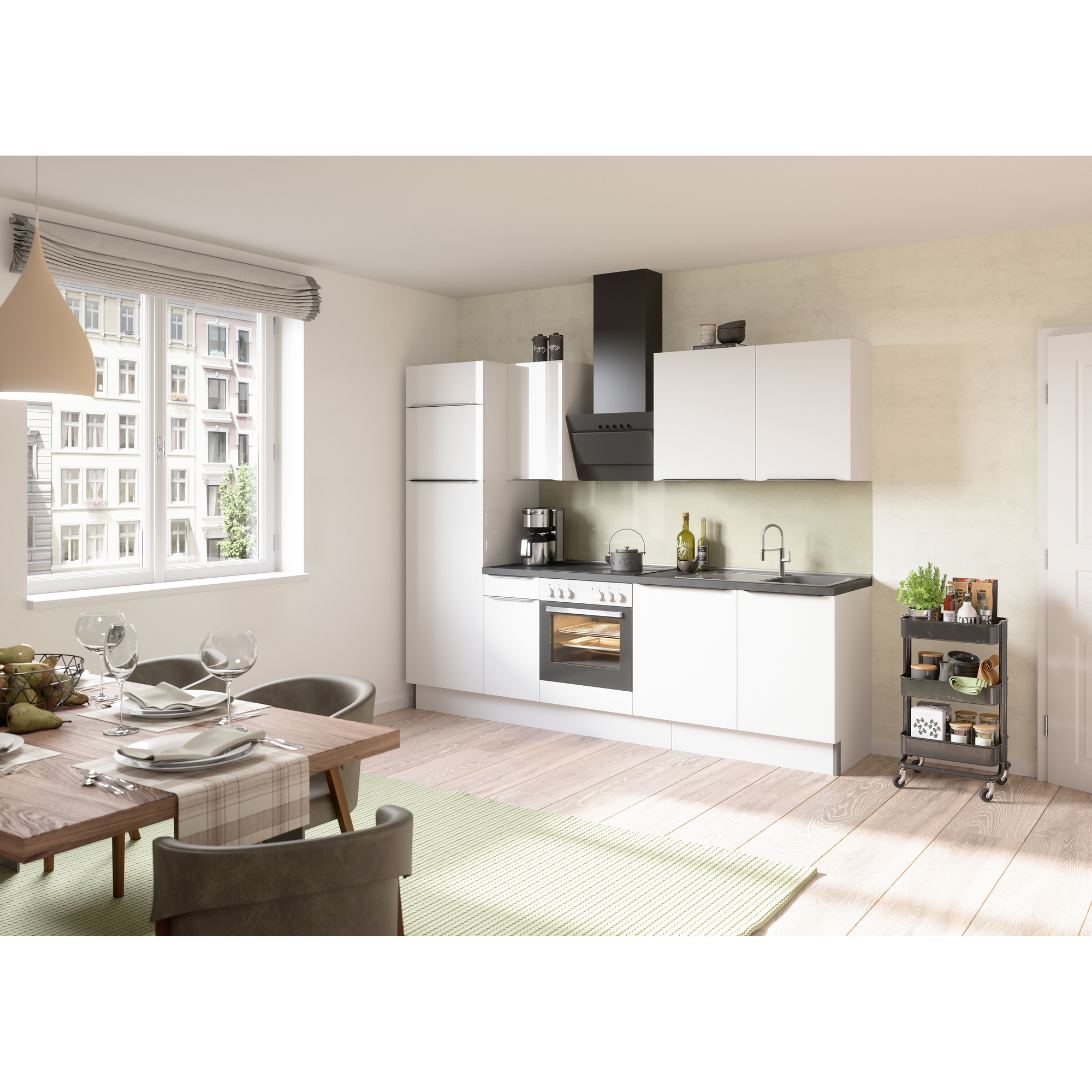 Küchenzeile mit E-Geräten 'OPTIkoncept Arvid986' weiß 270 cm + product picture