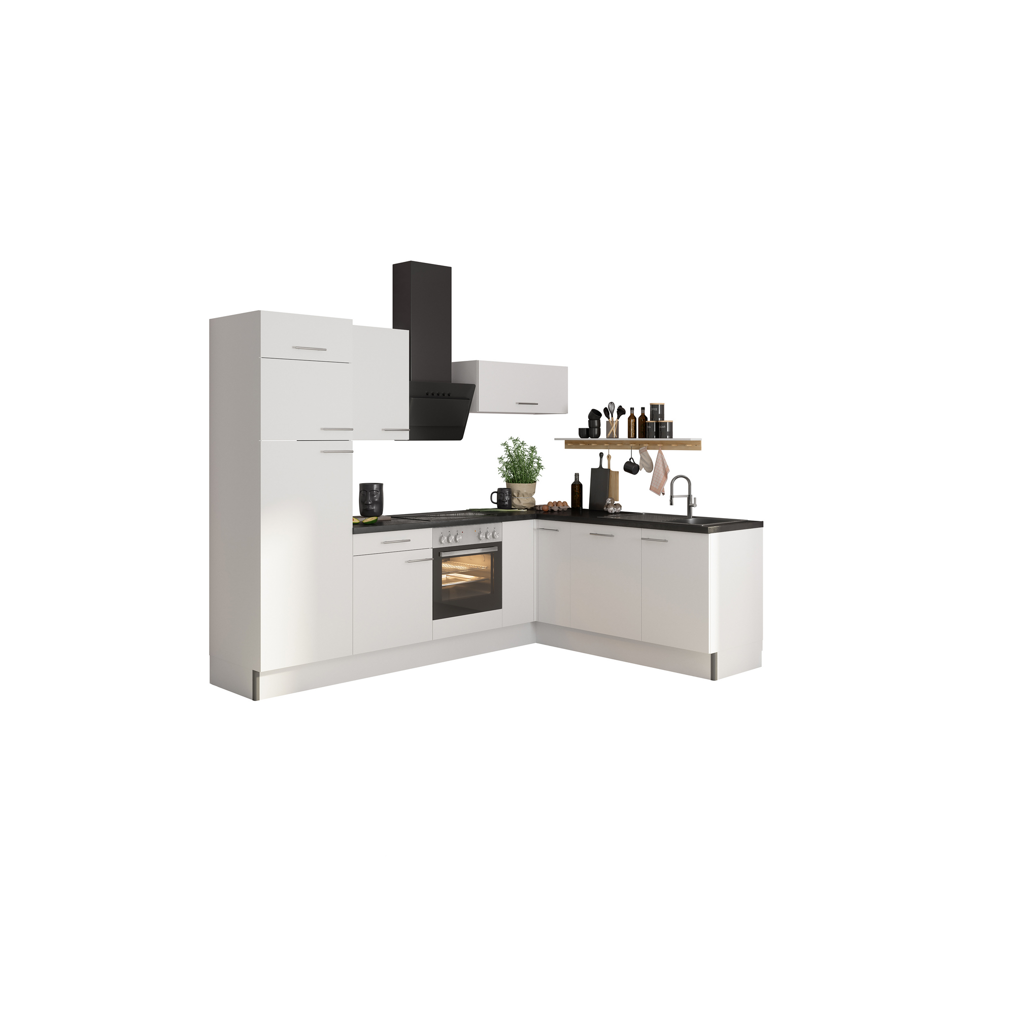 Winkelküche mit E-Geräten 'OPTIkoncept Bengt932' weiß 270 cm + product picture