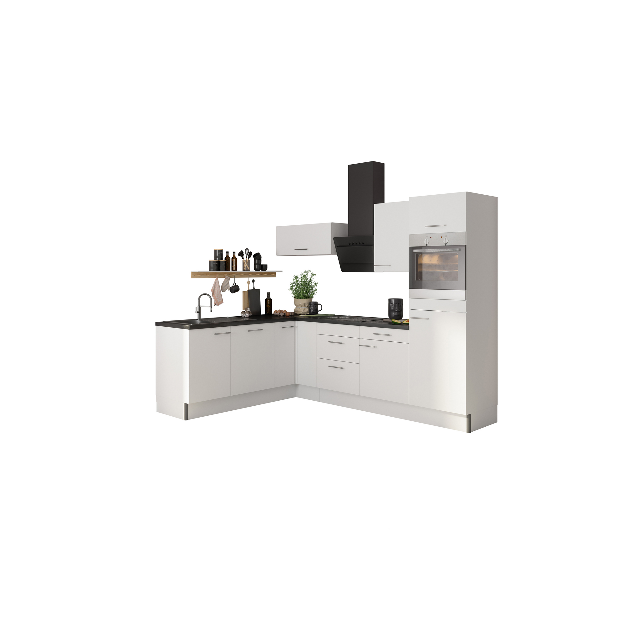 Winkelküche mit E-Geräten 'OPTIkoncept Bengt932' weiß 270 cm + product picture