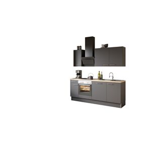 Küchenzeile mit E-Geräten 'OPTIkoncept Ingvar420' anthrazit matt 210 cm