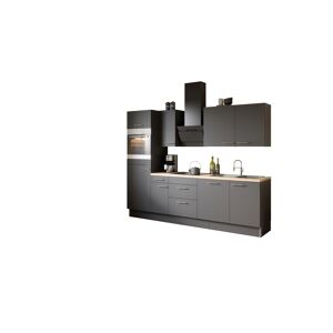 Küchenzeile mit E-Geräten 'OPTIkoncept Ingvar420' anthrazit matt 270 cm