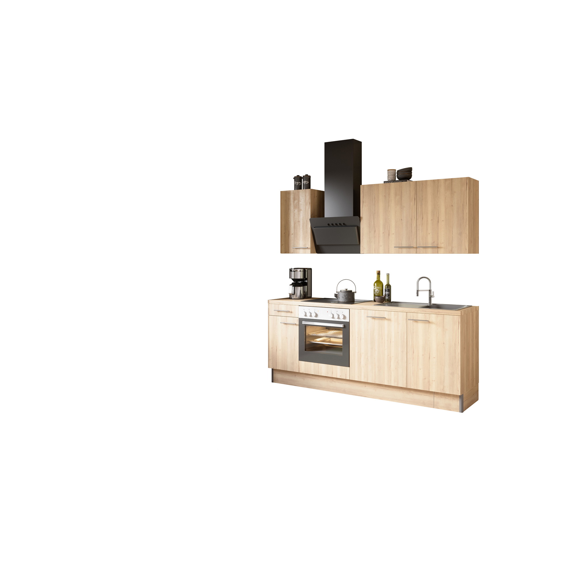 Küchenzeile mit E-Geräten 'OPTIkoncept Erik290' eichefarben 210 cm + product picture