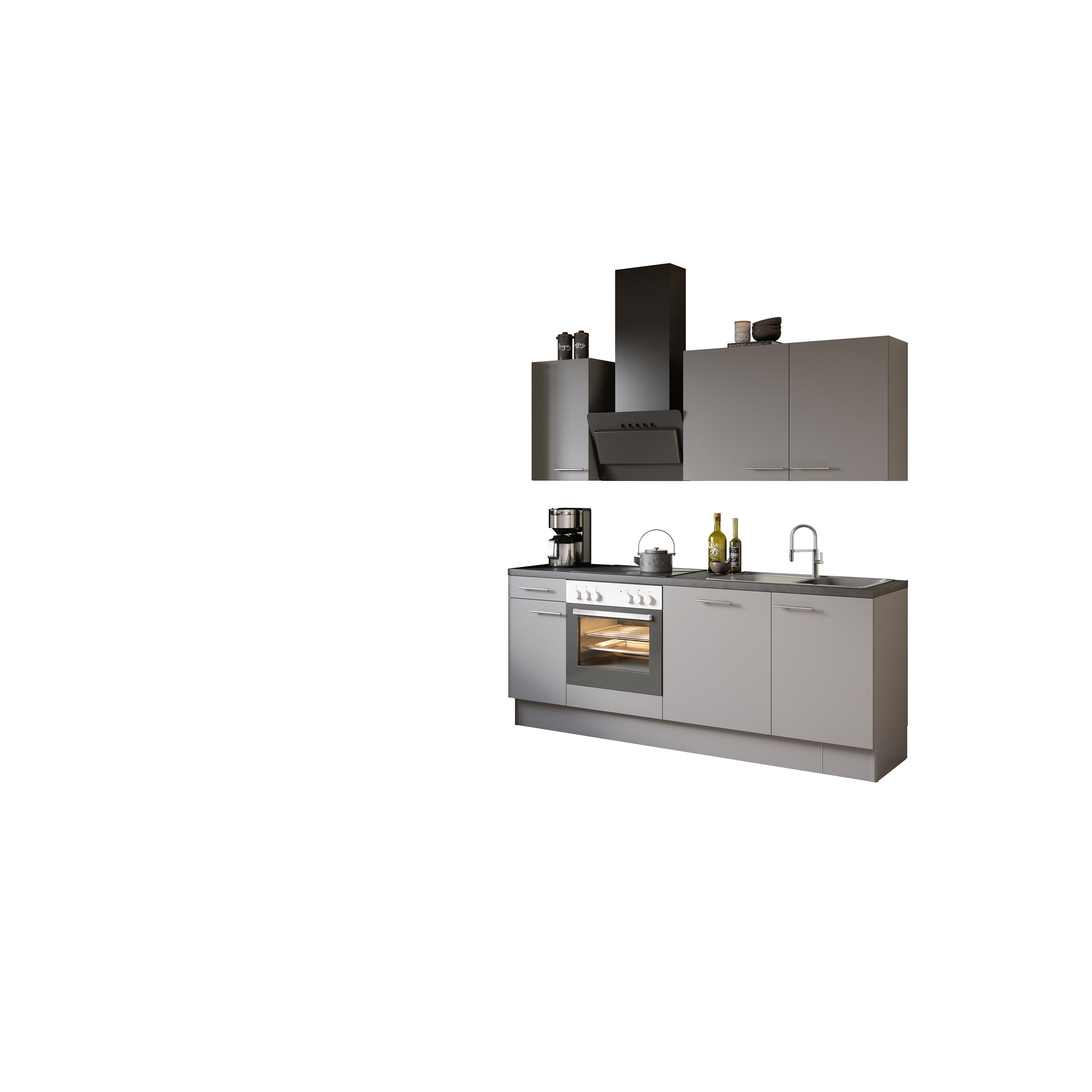 Küchenzeile mit E-Geräten 'OPTIkoncept Mats825' grau 210 cm + product picture