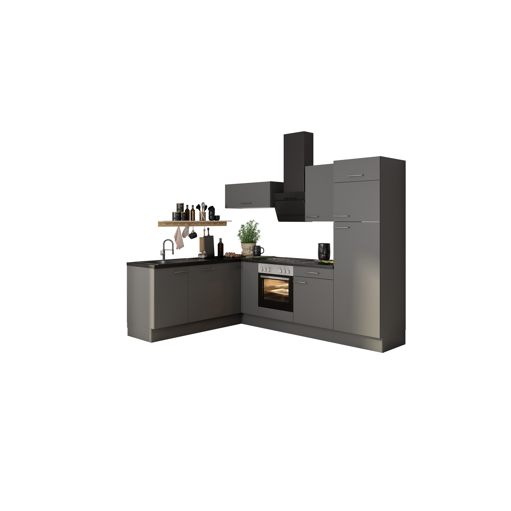 Winkelküche mit E-Geräten 'OPTIkoncept Mats825' grau 270 cm + product picture
