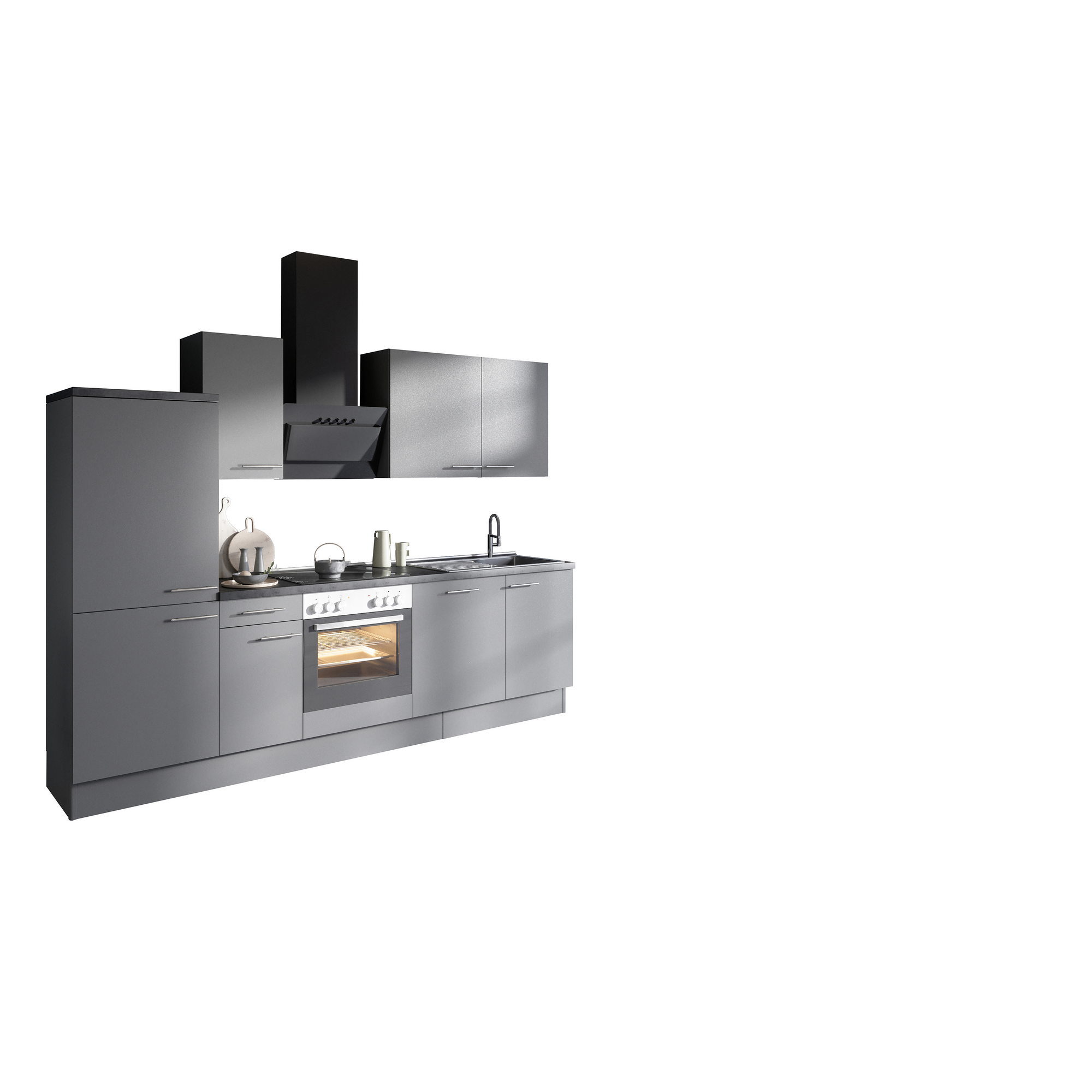 Küchenzeile mit E-Geräten 'OPTIkoncept Mats825' grau 270 cm + product picture