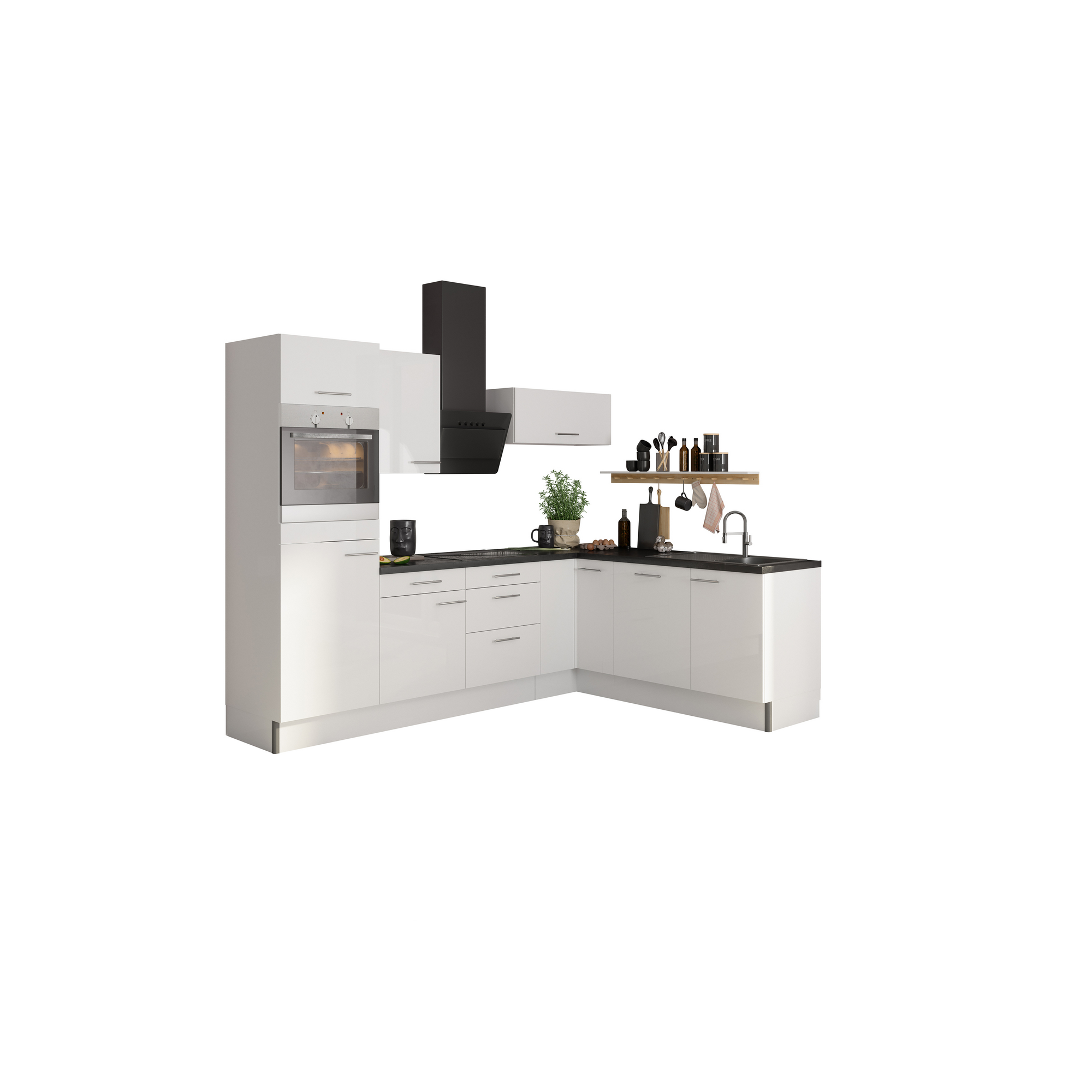 Winkelküche mit E-Geräten 'OPTIkoncept Rurik986' weiß 270 cm + product picture