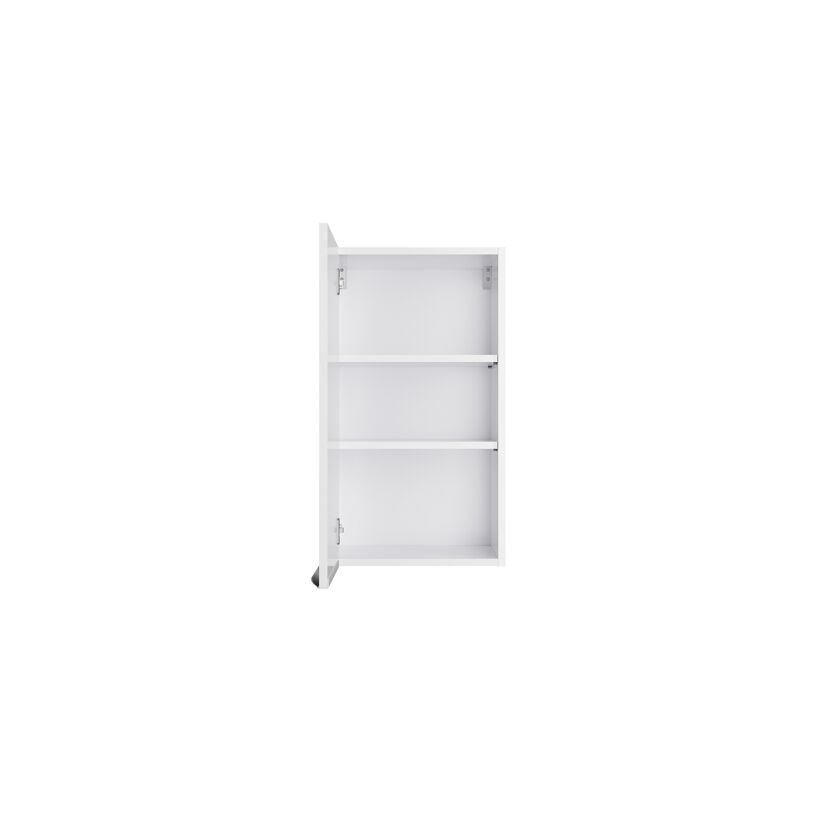 Offener weißer Wandschrank mit Einlegeböden
