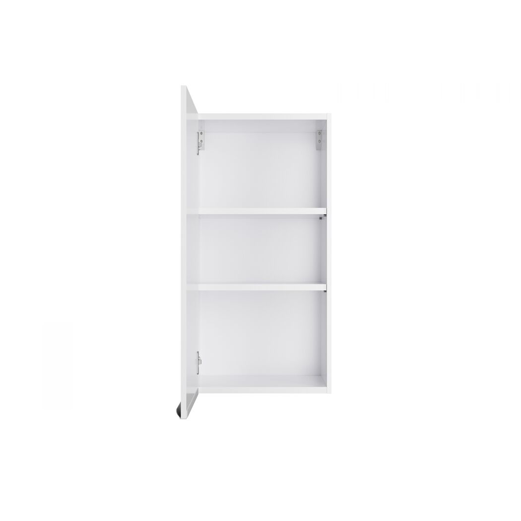 Offener weißer Wandschrank mit drei Regalen