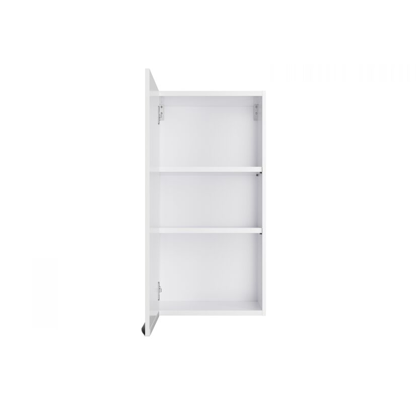 Offener weißer Wandschrank mit drei Regalen