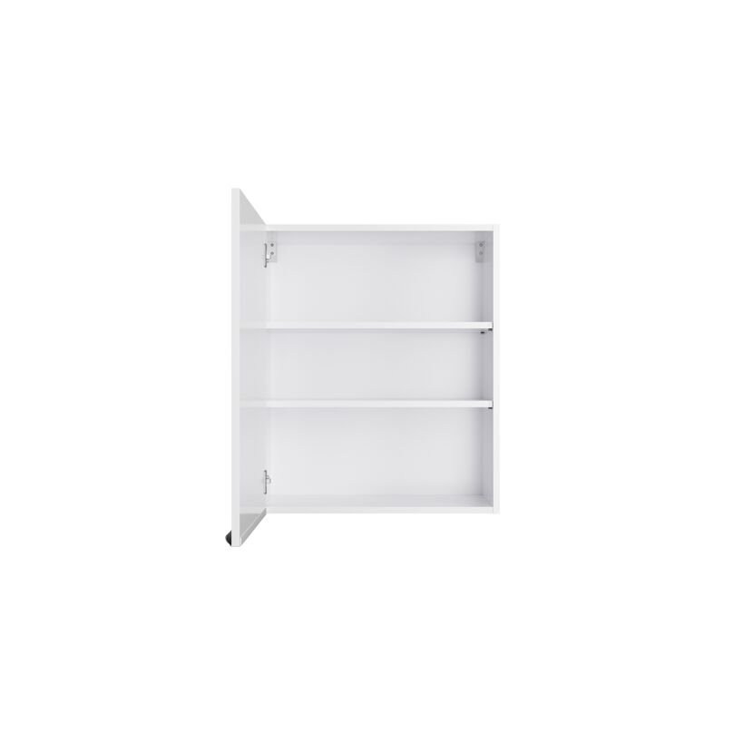 Offener weißer Wandschrank mit drei Ablageflächen