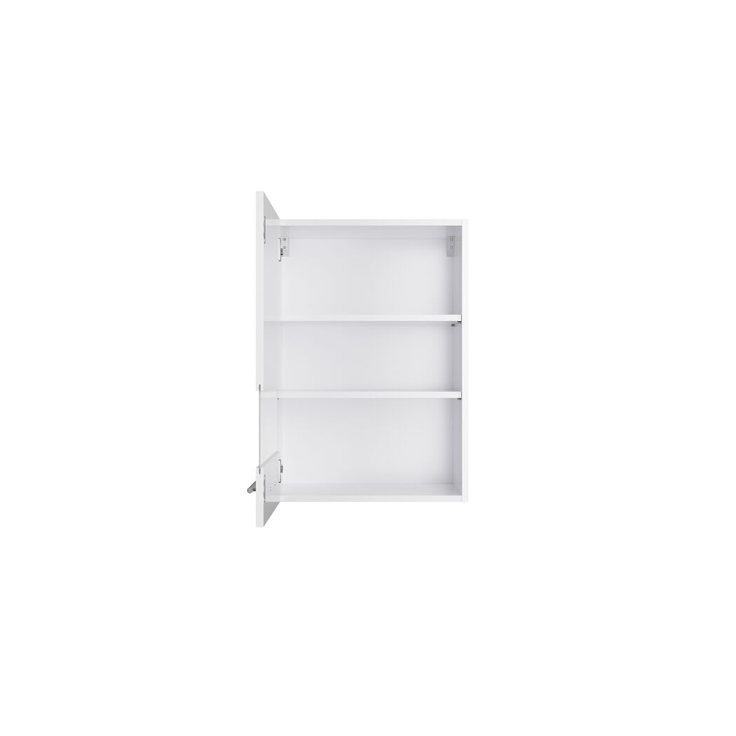 Offener weißer Wandschrank mit drei Regalen