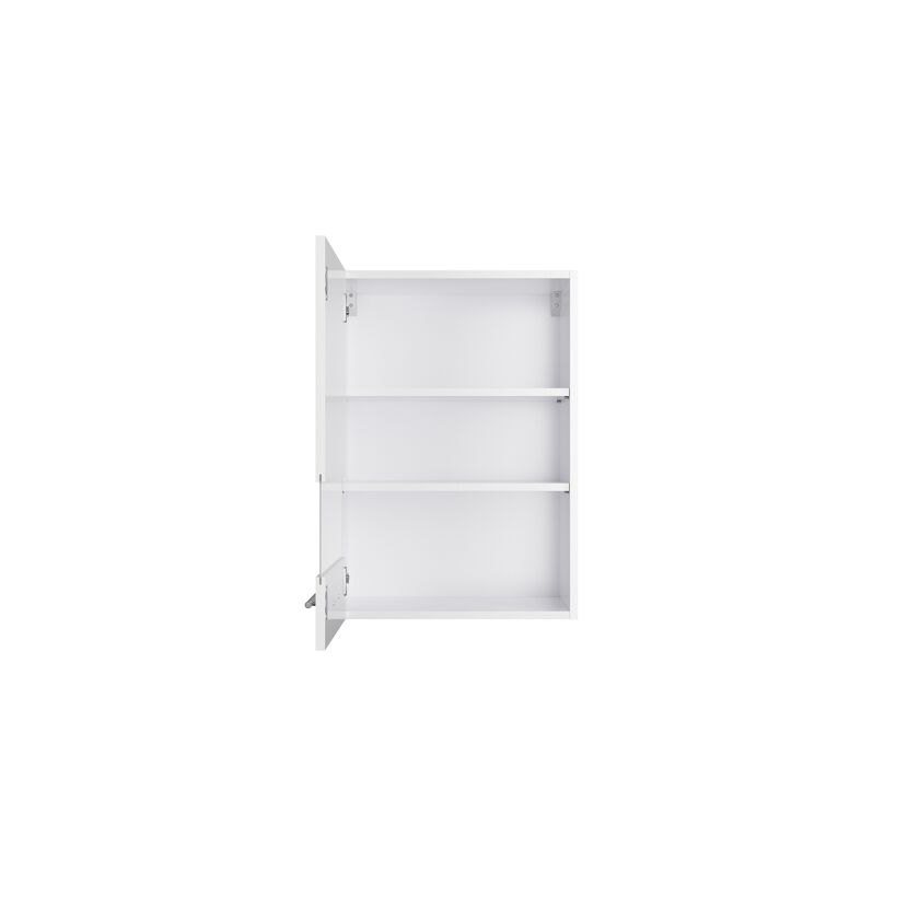 Offener weißer Wandschrank mit drei Regalen