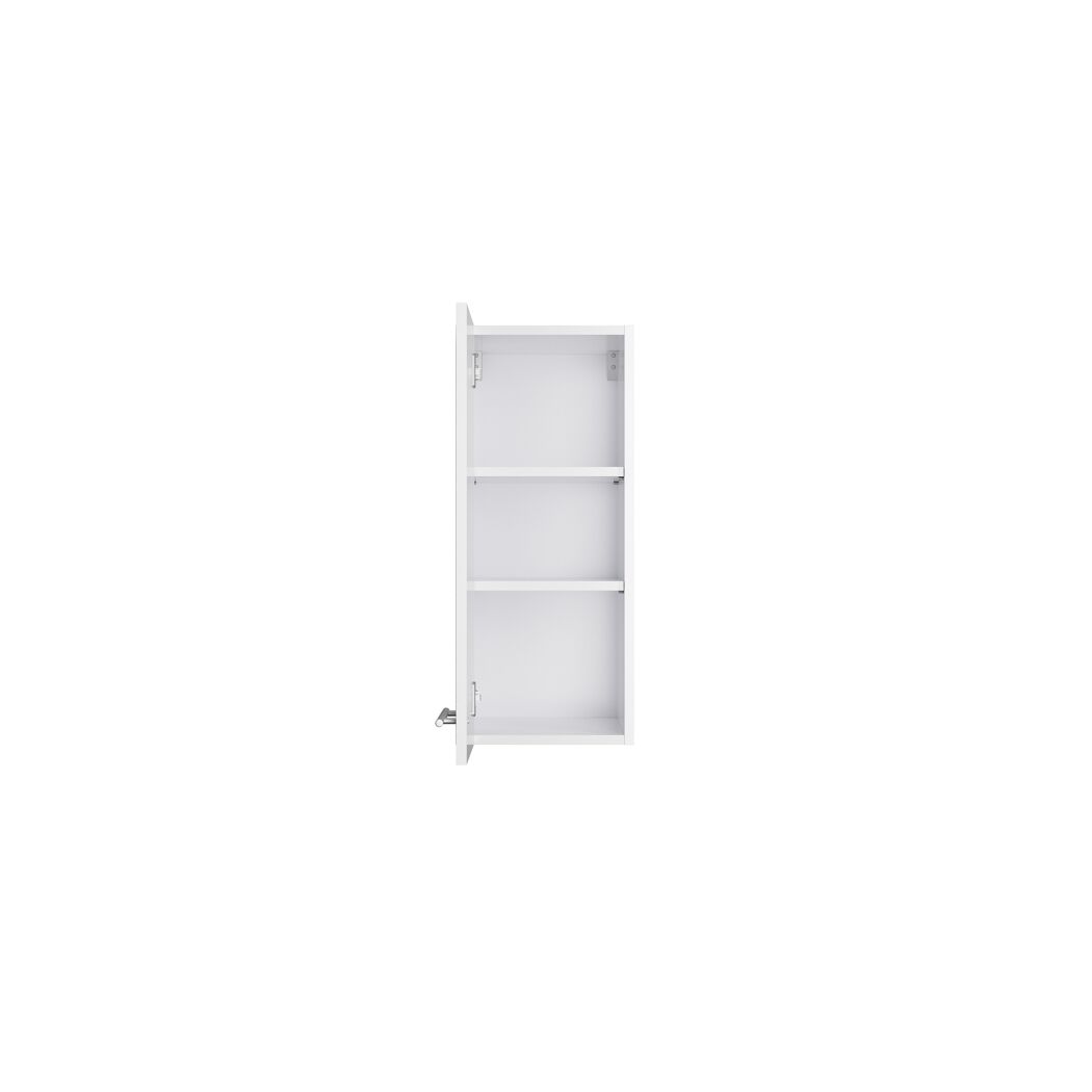 Offener weißer Wandschrank mit drei Regalböden