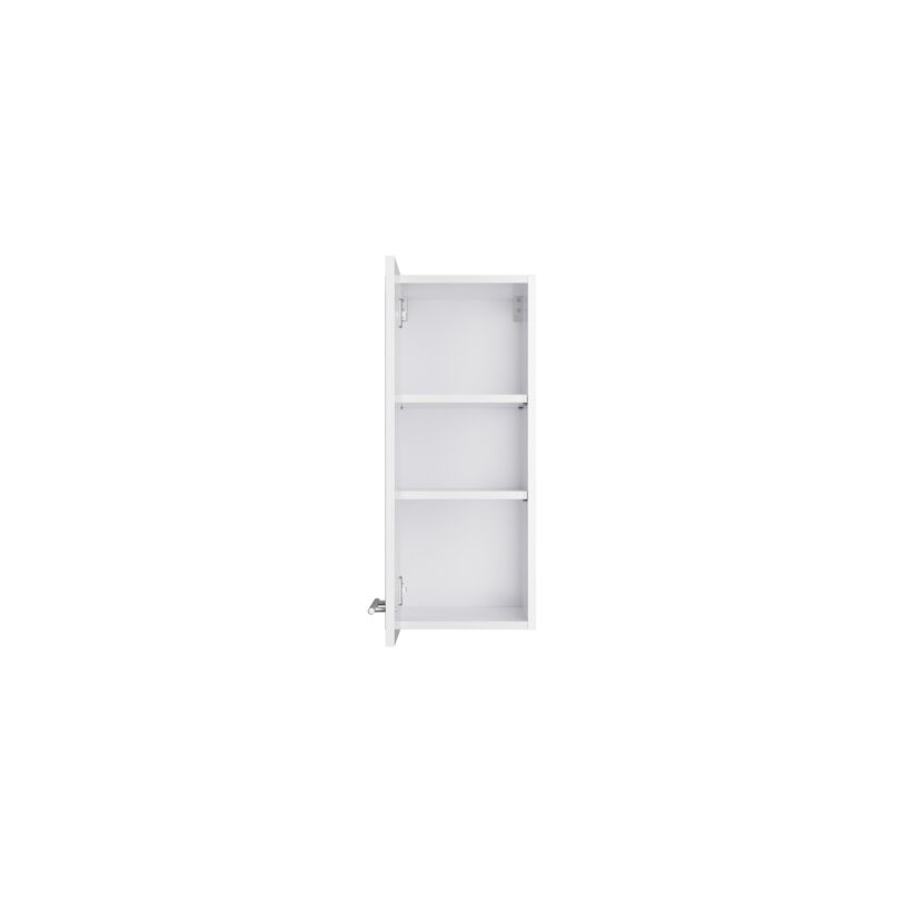 Offener weißer Wandschrank mit drei Regalböden
