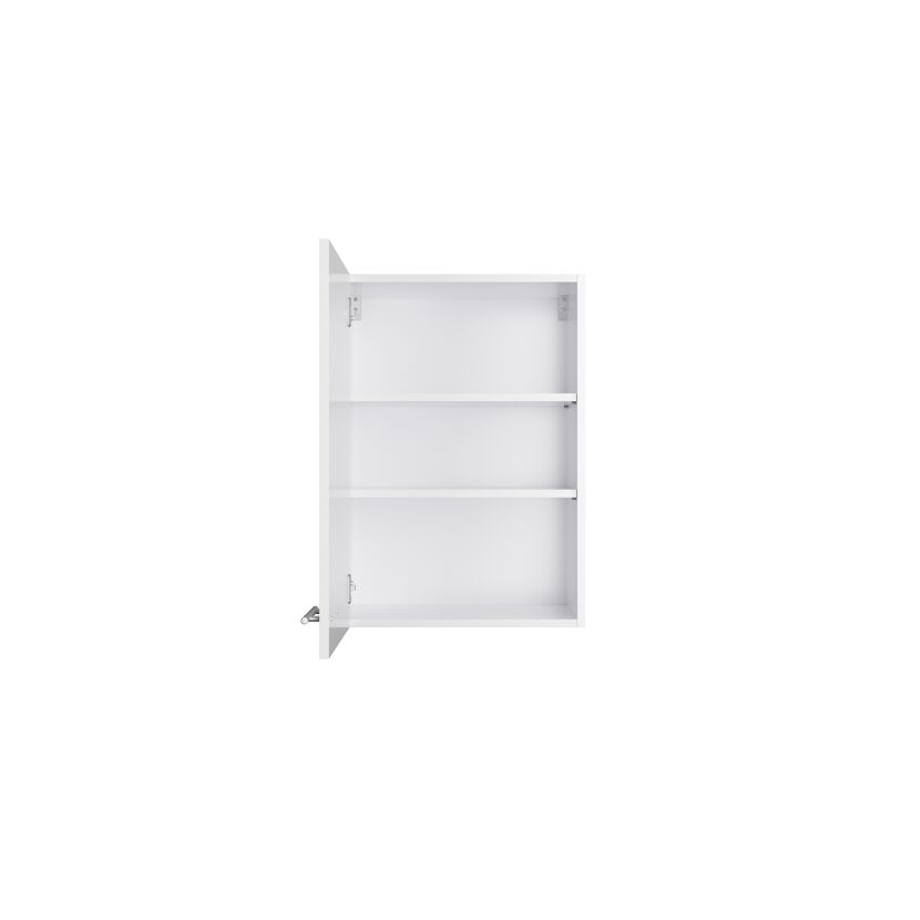 Offener weißer Wandschrank mit drei Regalböden